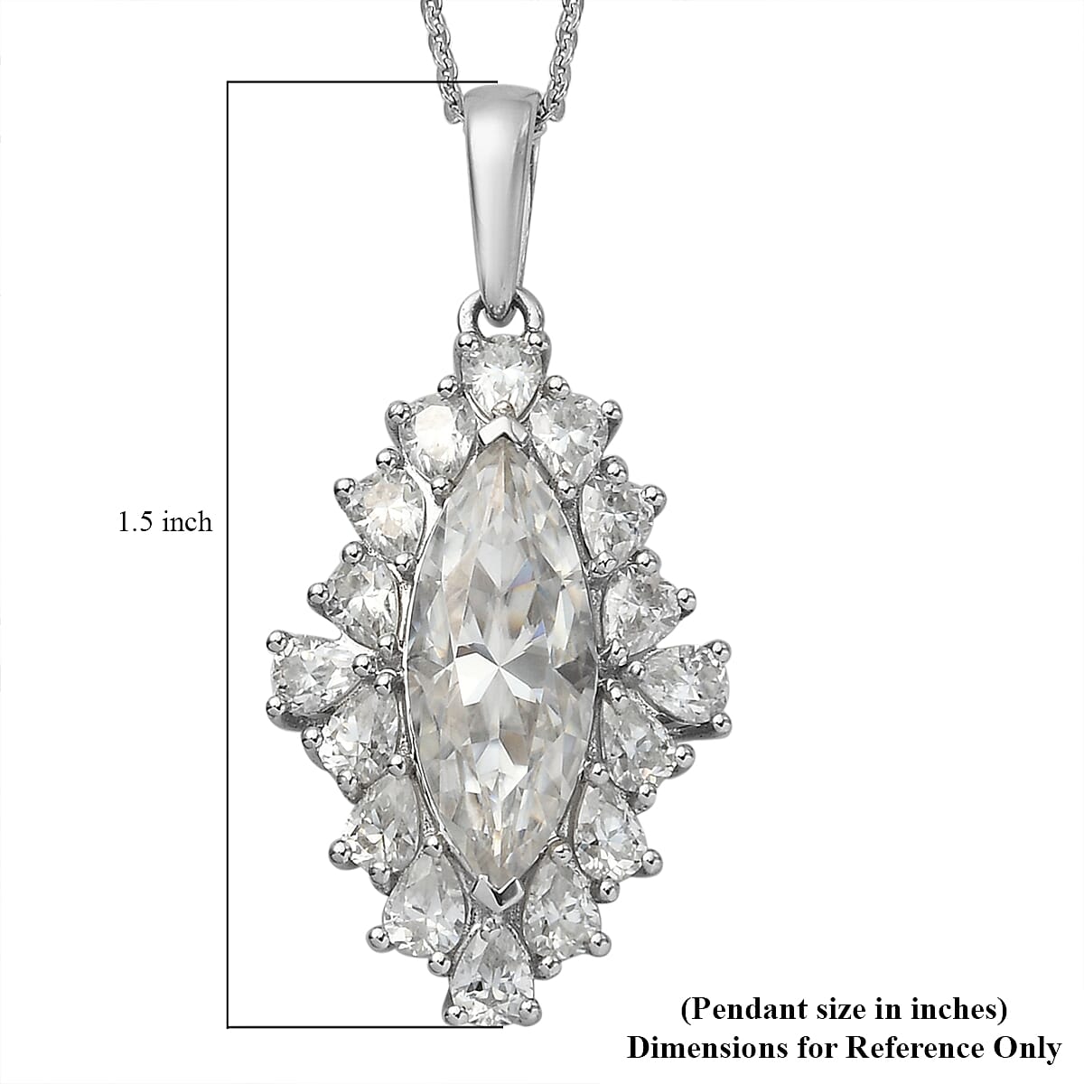 Moissanite Cocktail Pendant Necklace 20 Inches in Platinum Over Sterling Silver 5.90 ctw