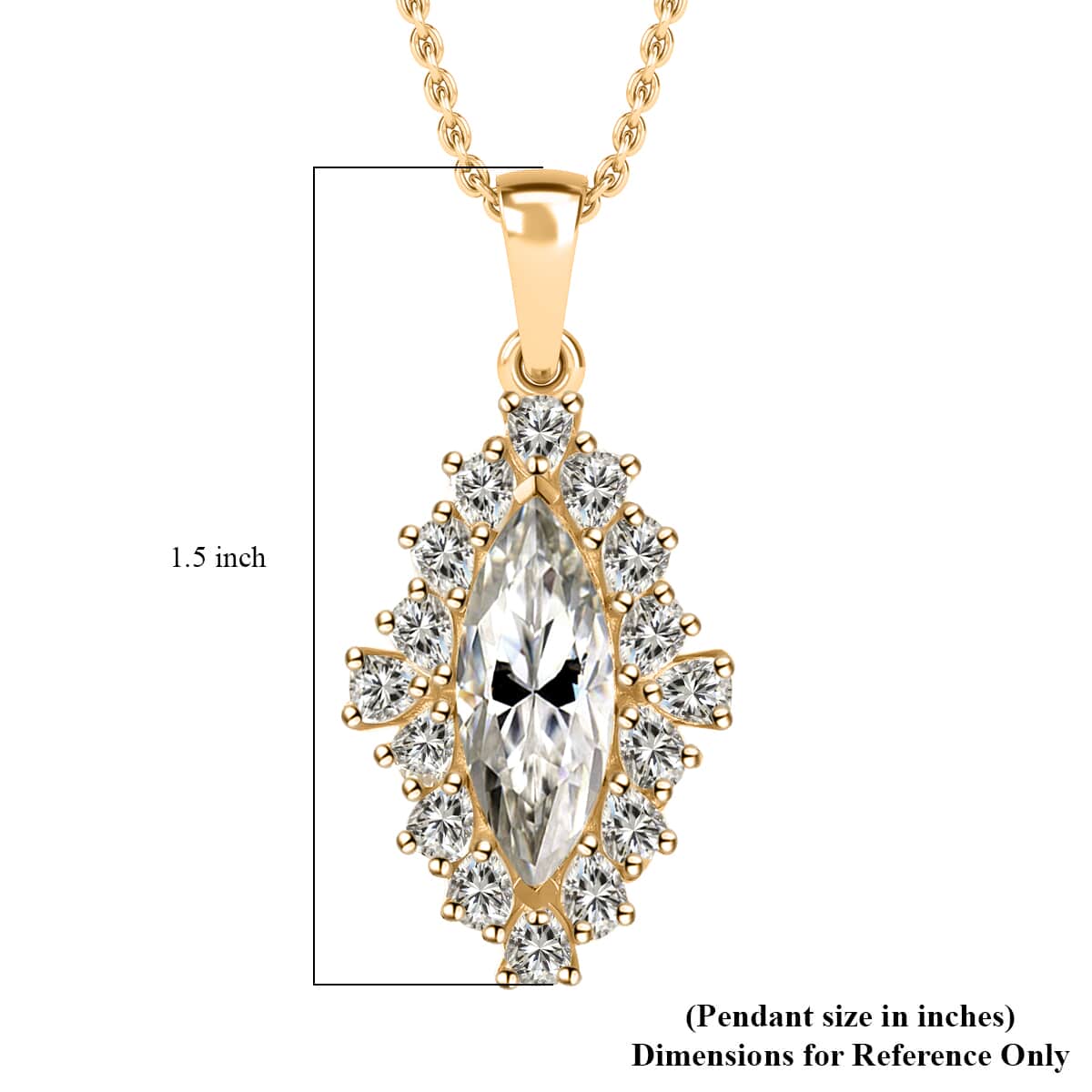 Moissanite Cocktail Pendant Necklace 20 Inches in Vermeil Yellow Gold Over Sterling Silver 5.90 ctw image number 5