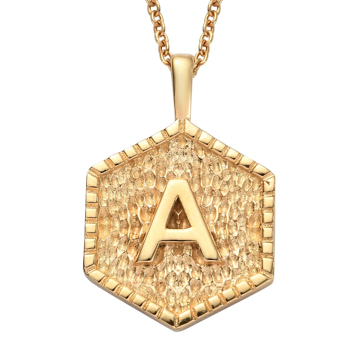 KARIS Initial A Pendant Necklace 20 Inches in 18K YG Plated and ION Plated Yellow Gold Stainless Steel image number 0