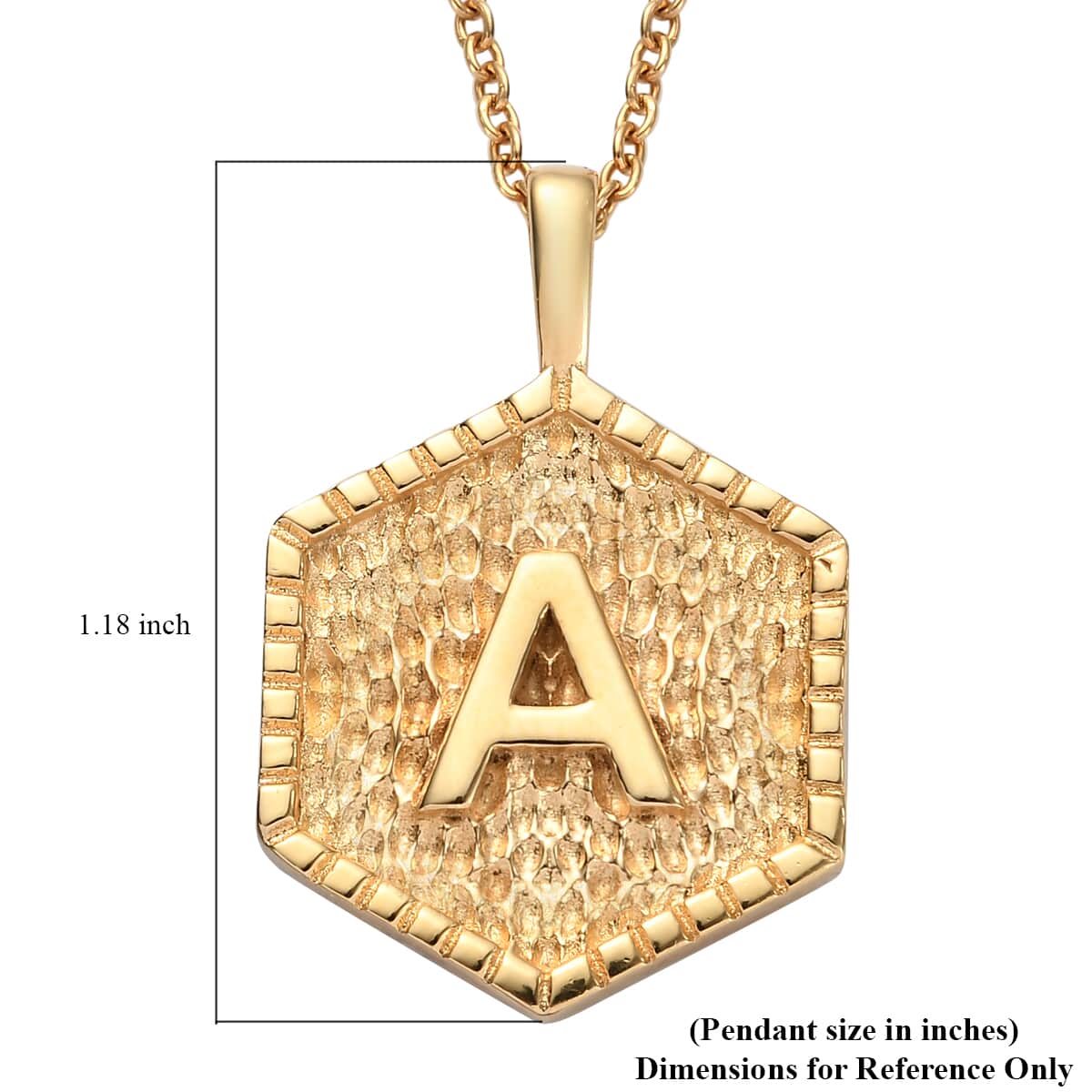 KARIS Initial "A" Pendant Necklace (20 Inches) in ION Plated 18K YG and ION Plated YG Stainless Steel image number 5