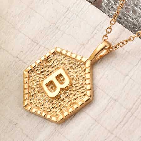 KARIS Initial B Pendant Necklace 20 Inches in 18K YG Plated and ION Plated Yellow Gold Stainless Steel image number 1