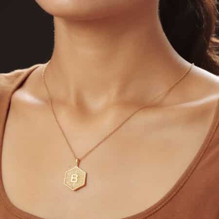 KARIS Initial B Pendant Necklace 20 Inches in 18K YG Plated and ION Plated Yellow Gold Stainless Steel image number 2