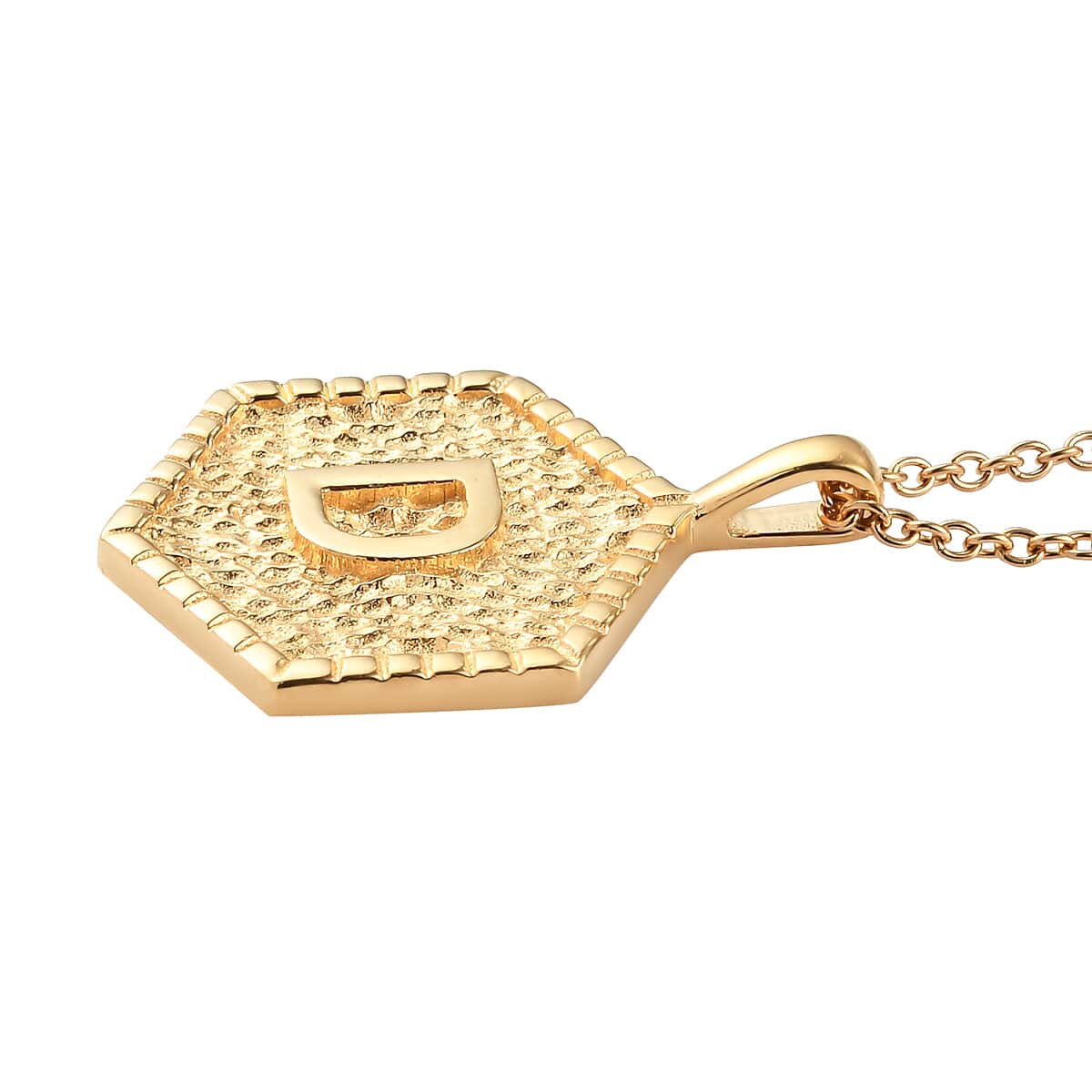 KARIS Initial D Pendant Necklace 20 Inches in 18K YG Plated and ION Plated Yellow Gold Stainless Steel image number 3