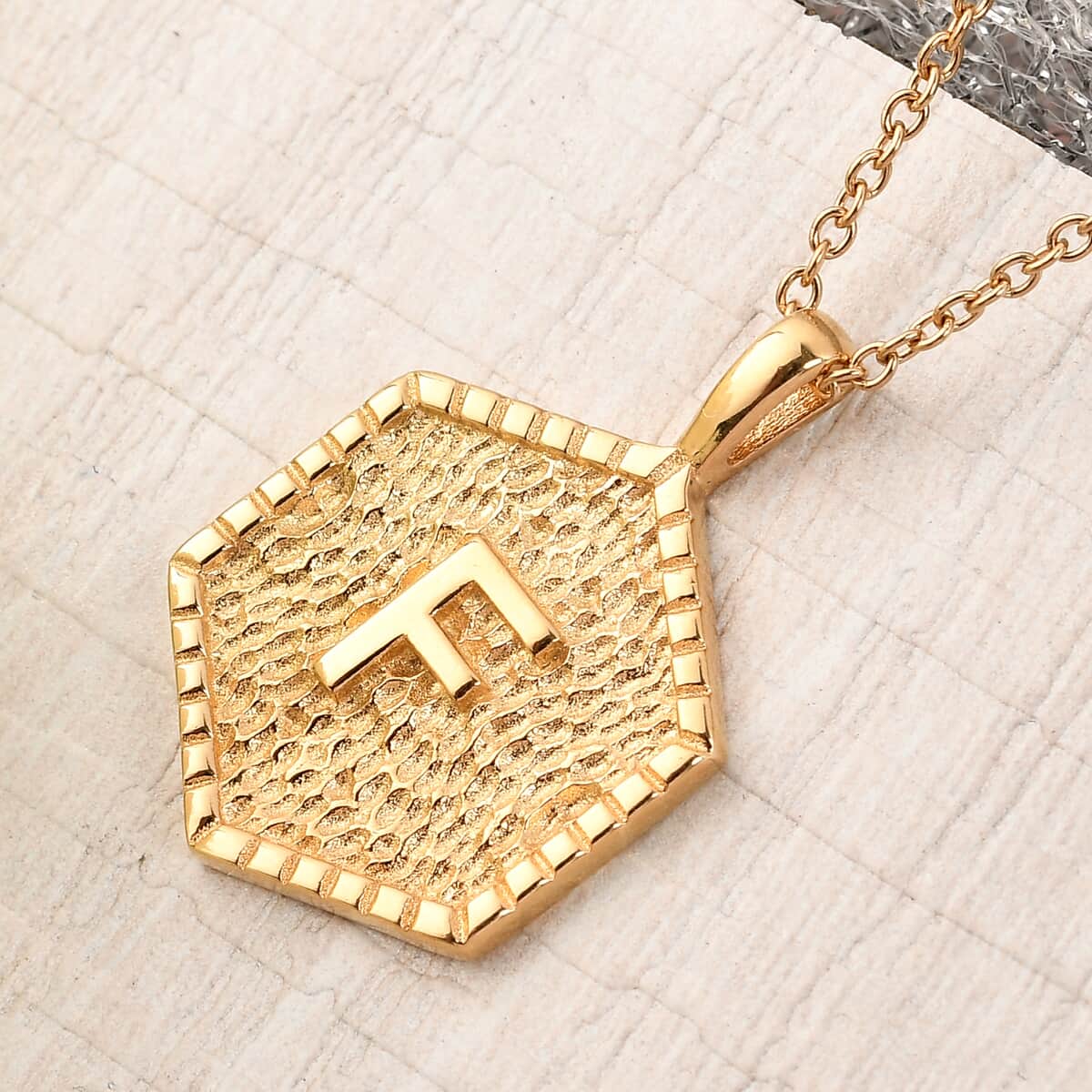 KARIS Initial G Pendant Necklace 20 Inches in 18K YG Plated and ION Plated Yellow Gold Stainless Steel image number 1