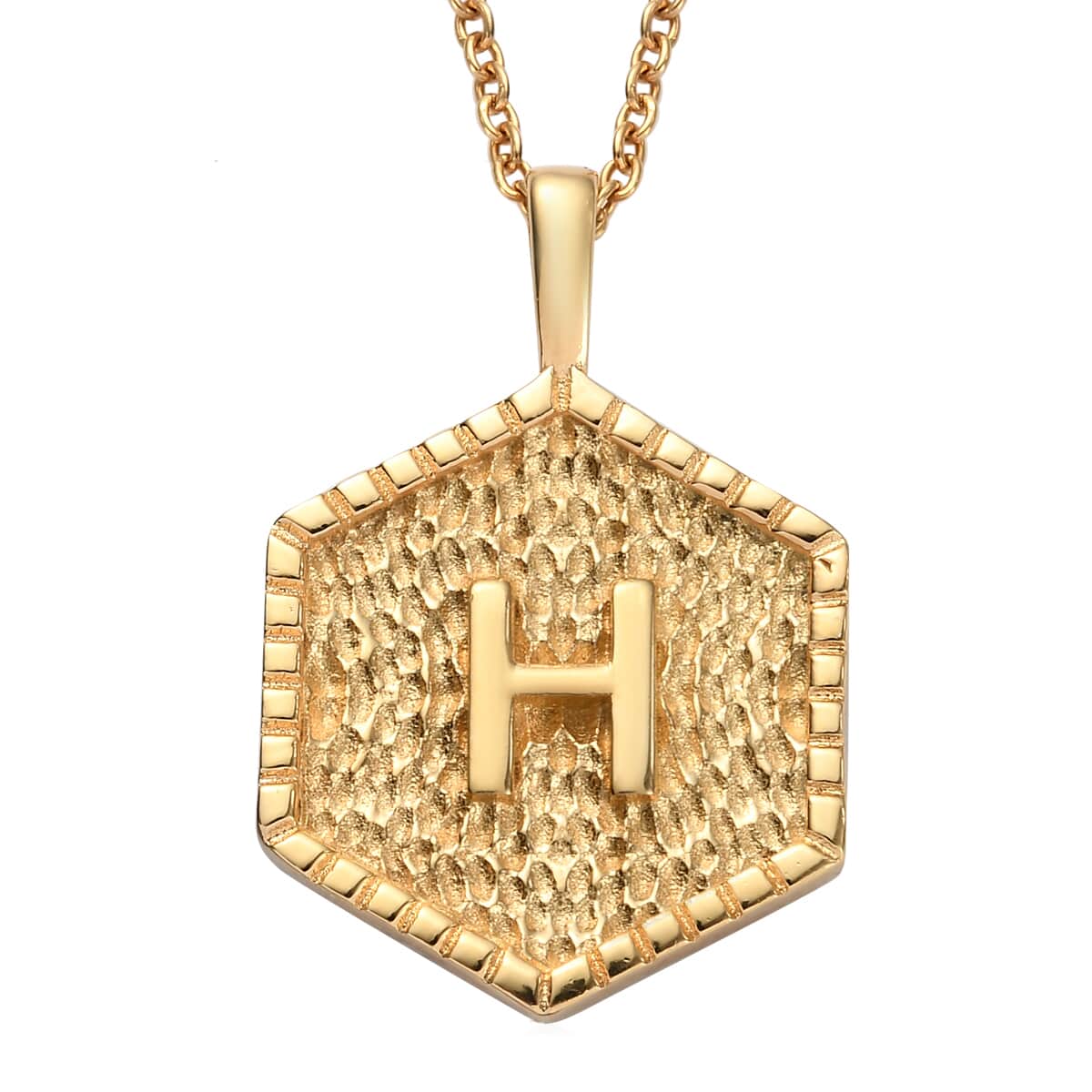 KARIS Initial H Pendant Necklace 20 Inches in 18K YG Plated and ION Plated Yellow Gold Stainless Steel image number 0