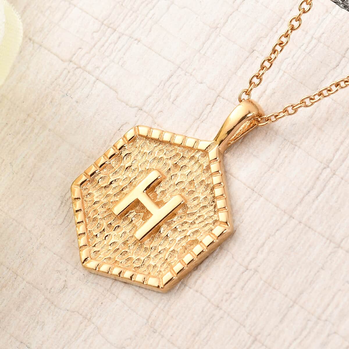 KARIS Initial H Pendant Necklace 20 Inches in 18K YG Plated and ION Plated Yellow Gold Stainless Steel image number 1