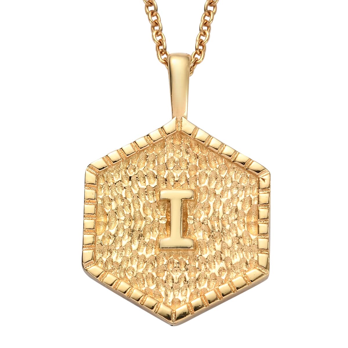 Karis Initial I Pendant in 18K YG Plated with ION Plated Yellow Gold Stainless Steel Necklace 20 Inches image number 0