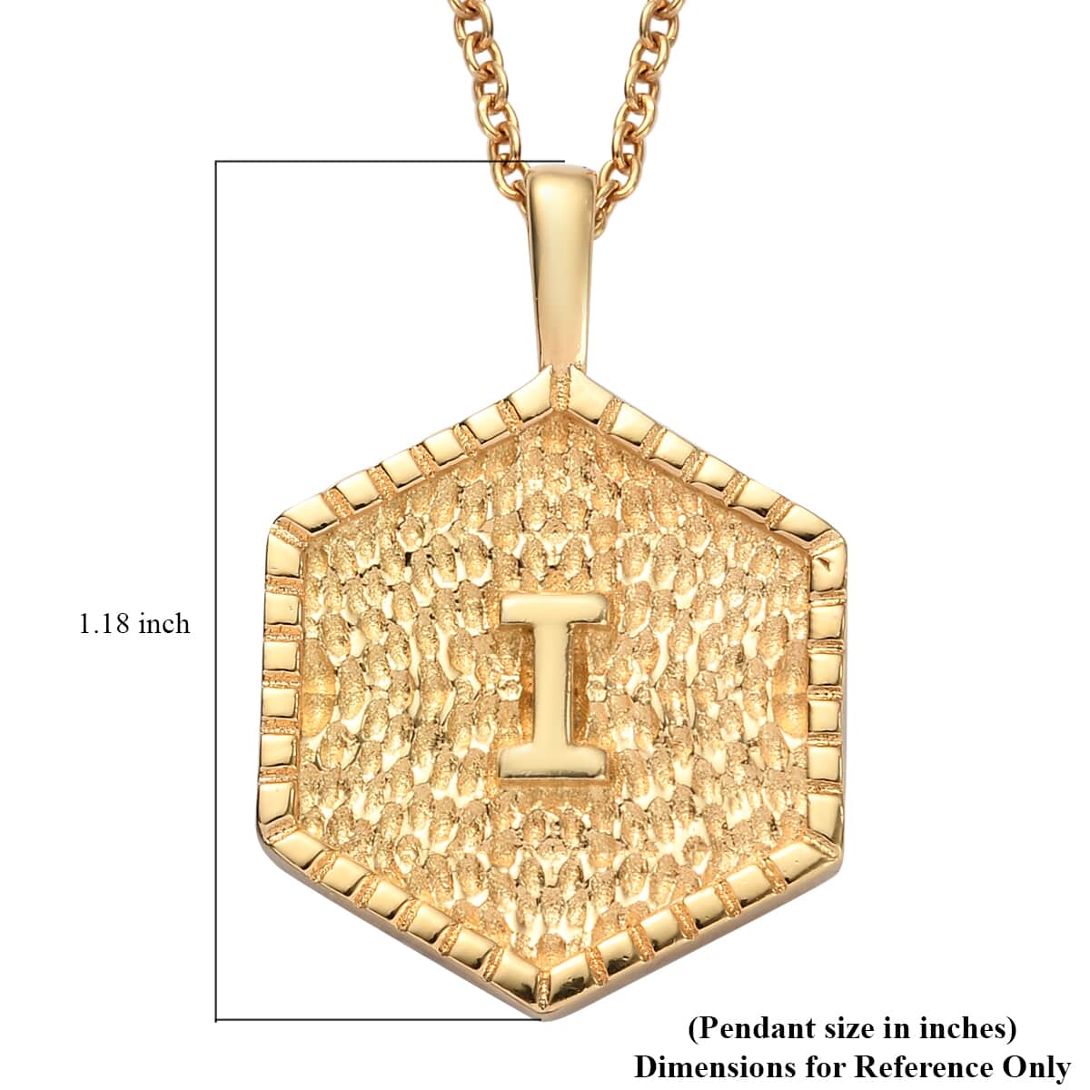 Karis Initial I Pendant in 18K YG Plated with ION Plated Yellow Gold Stainless Steel Necklace 20 Inches image number 5