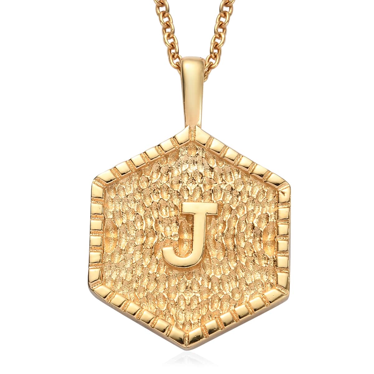 KARIS Initial J Pendant Necklace 20 Inches in 18K YG Plated and ION Plated Yellow Gold Stainless Steel image number 0