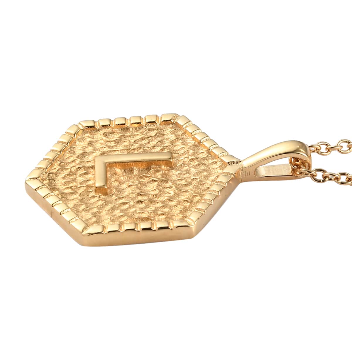 KARIS Initial L Pendant Necklace 20 Inches in 18K YG Plated and ION Plated Yellow Gold Stainless Steel image number 3