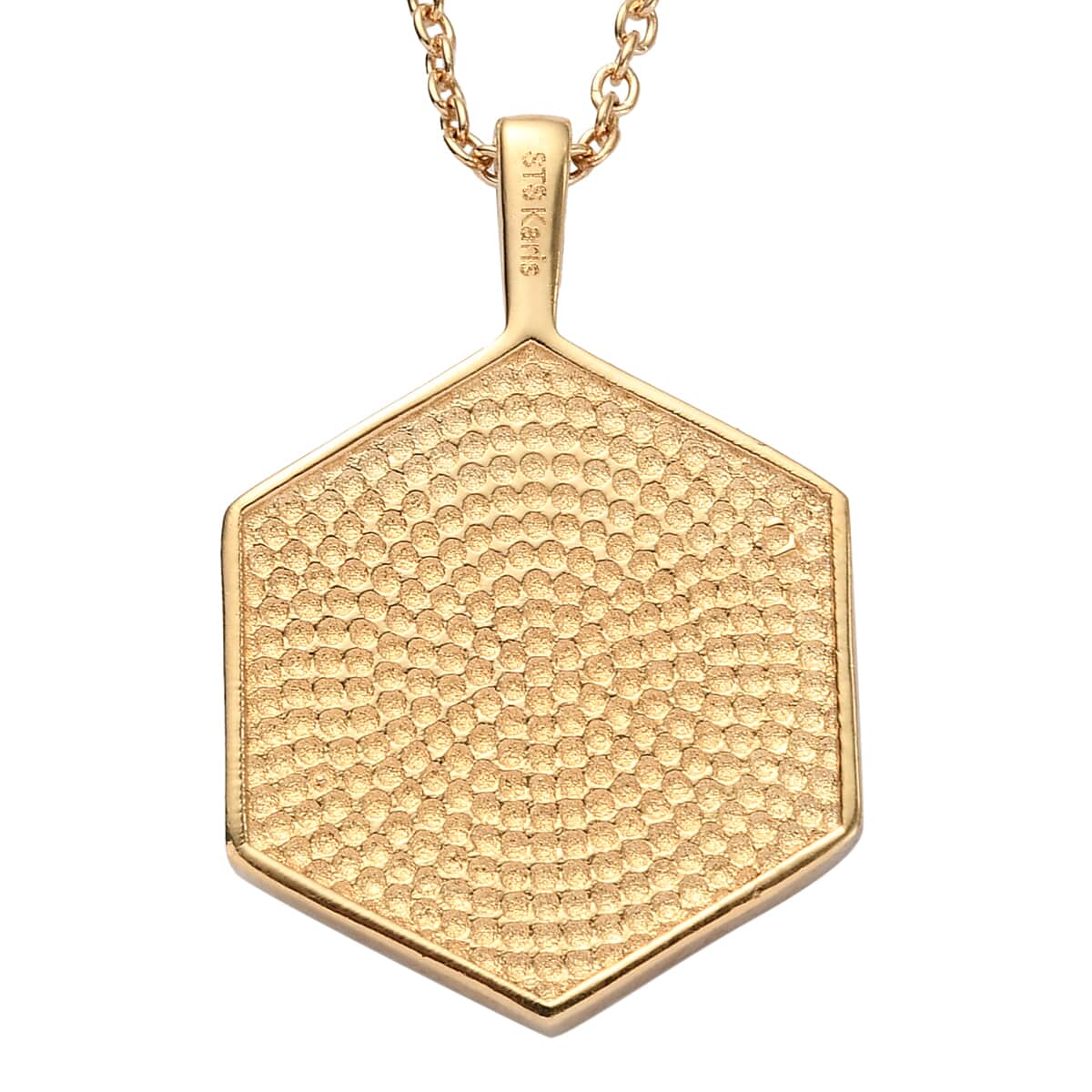 KARIS Initial M Pendant Necklace 20 Inches in 18K YG Plated and ION Plated Yellow Gold Stainless Steel image number 4