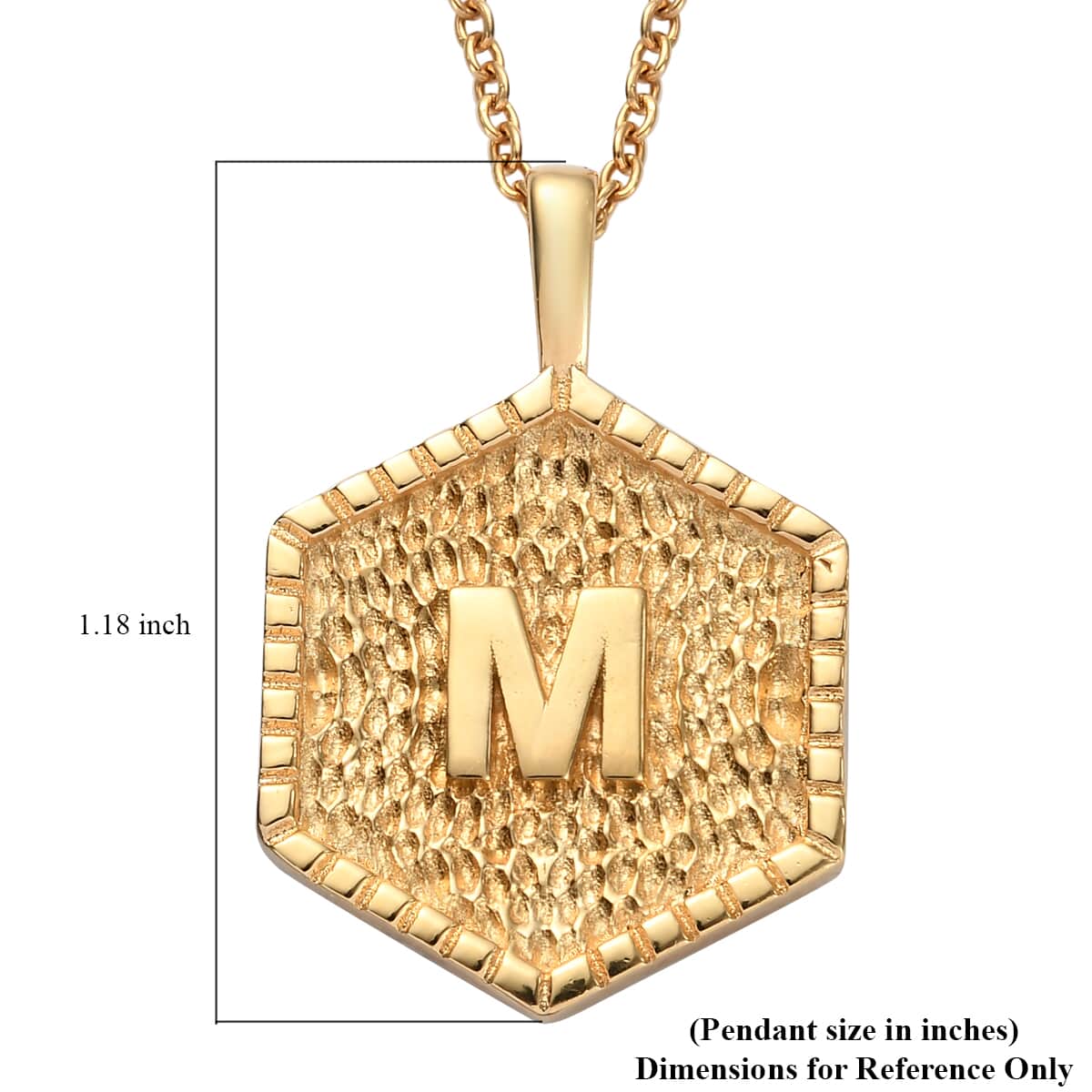 KARIS Initial M Pendant Necklace 20 Inches in 18K YG Plated and ION Plated Yellow Gold Stainless Steel image number 5