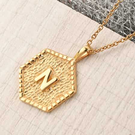 KARIS Initial N Pendant Necklace 20 Inches in 18K YG Plated and ION Plated Yellow Gold Stainless Steel image number 1