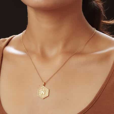KARIS Initial N Pendant Necklace 20 Inches in 18K YG Plated and ION Plated Yellow Gold Stainless Steel image number 2