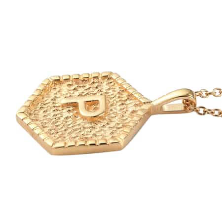 KARIS Initial P Pendant Necklace 20 Inches in 18K YG Plated and ION Plated Yellow Gold Stainless Steel image number 3