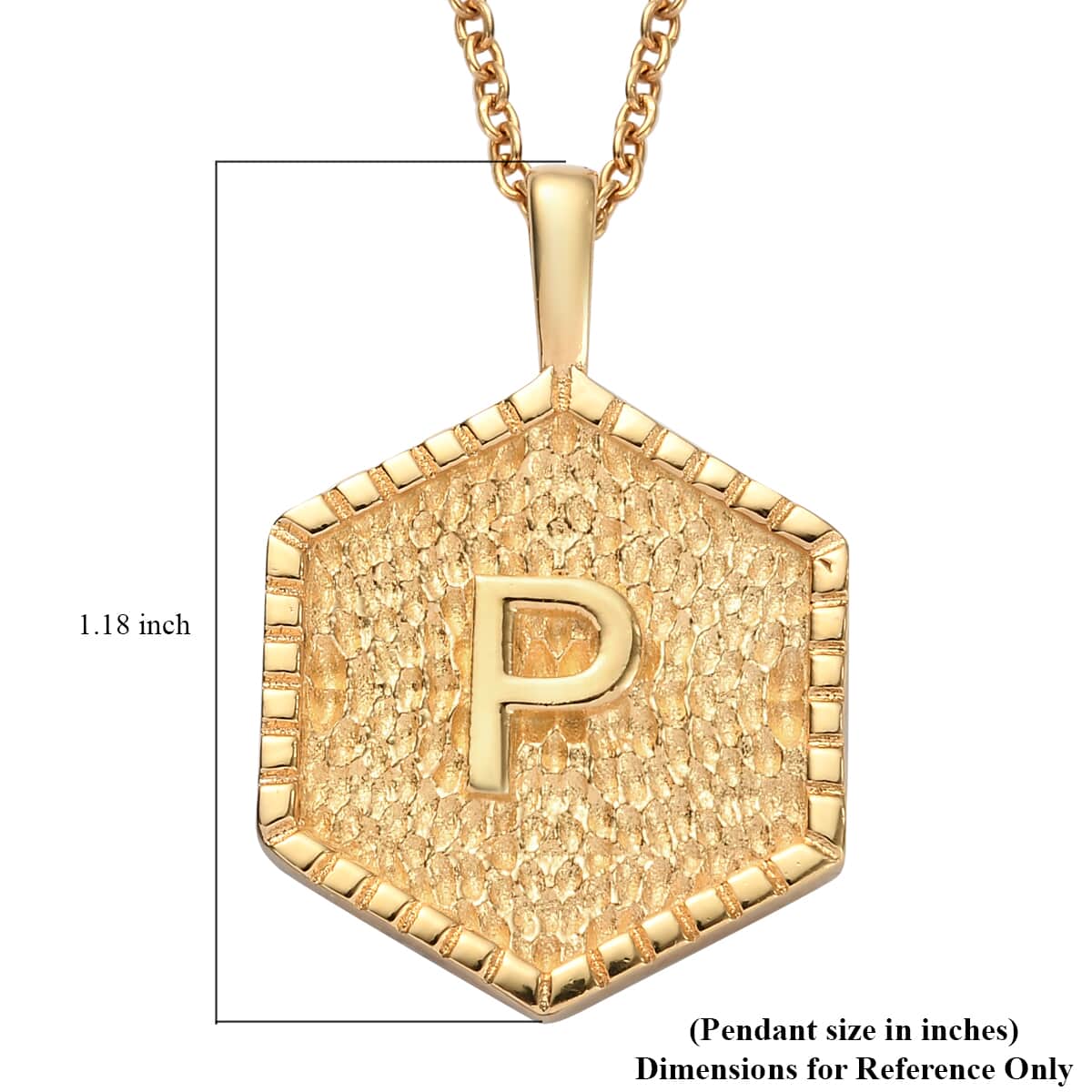 KARIS Initial P Pendant Necklace 20 Inches in 18K YG Plated and ION Plated Yellow Gold Stainless Steel image number 5