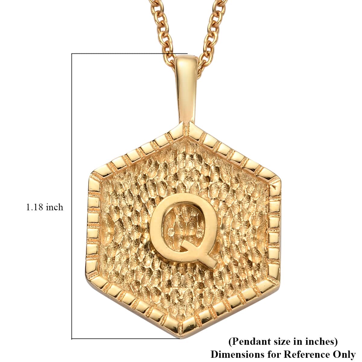 KARIS Initial Q Pendant Necklace 20 Inches in 18K YG Plated and ION Plated Yellow Gold Stainless Steel image number 5