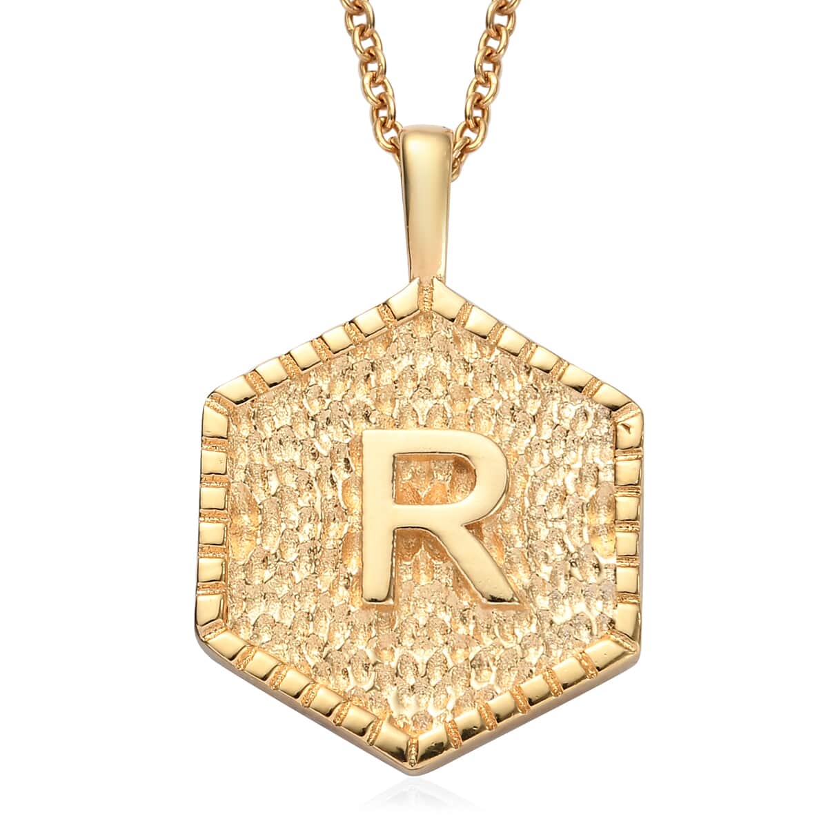 KARIS Initial R Pendant Necklace 20 Inches in 18K YG Plated and ION Plated Yellow Gold Stainless Steel image number 0