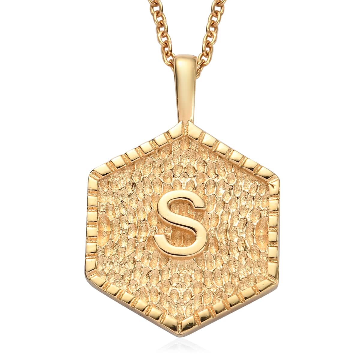 KARIS Initial S Pendant Necklace 20 Inches in 18K YG Plated and ION Plated Yellow Gold Stainless Steel image number 0