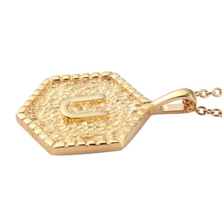 Karis Initial U Pendant in 18K YG Plated with ION Plated Yellow Gold Stainless Steel Necklace 20 Inches image number 3