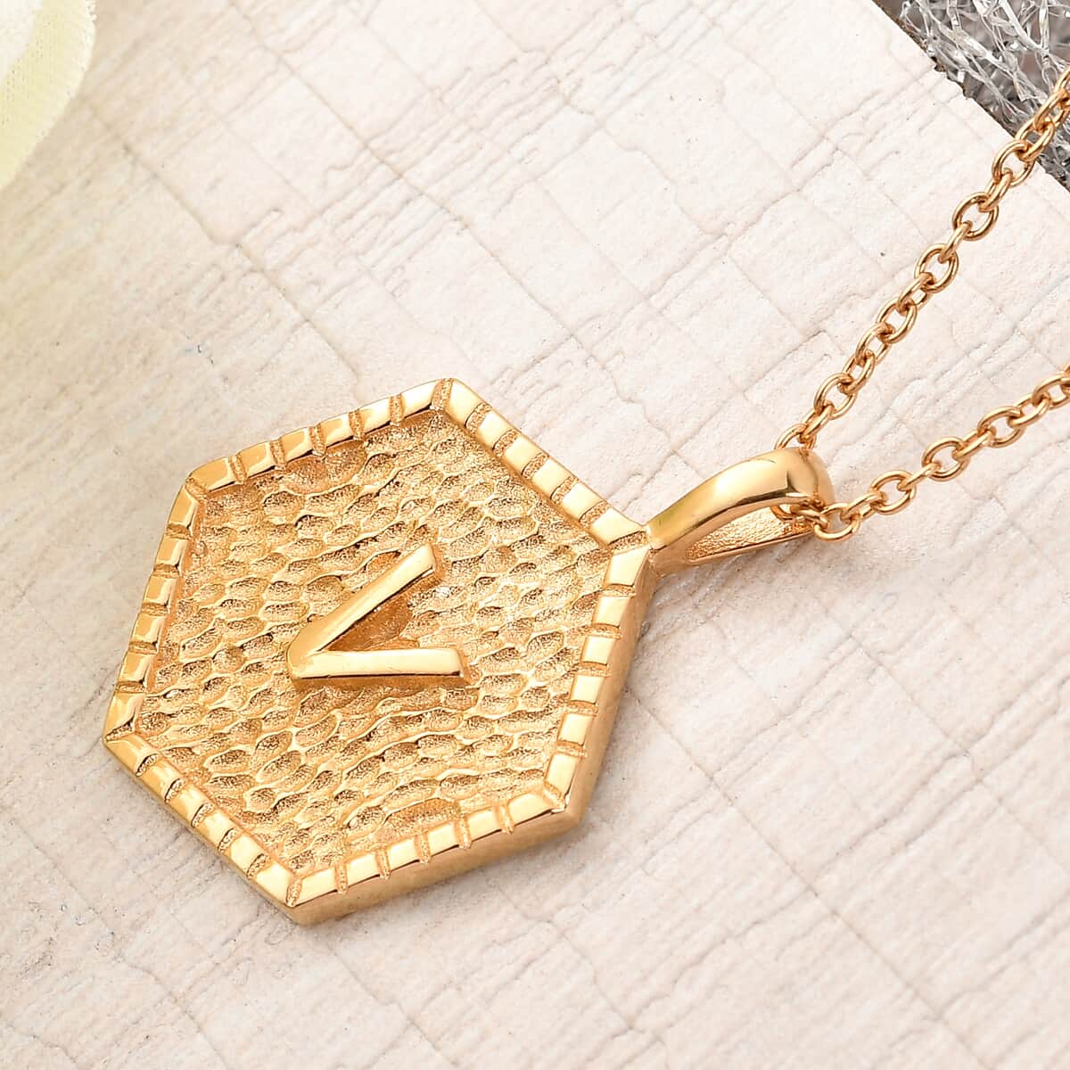 KARIS Initial V Pendant Necklace 20 Inches in 18K YG Plated and ION Plated Yellow Gold Stainless Steel image number 1