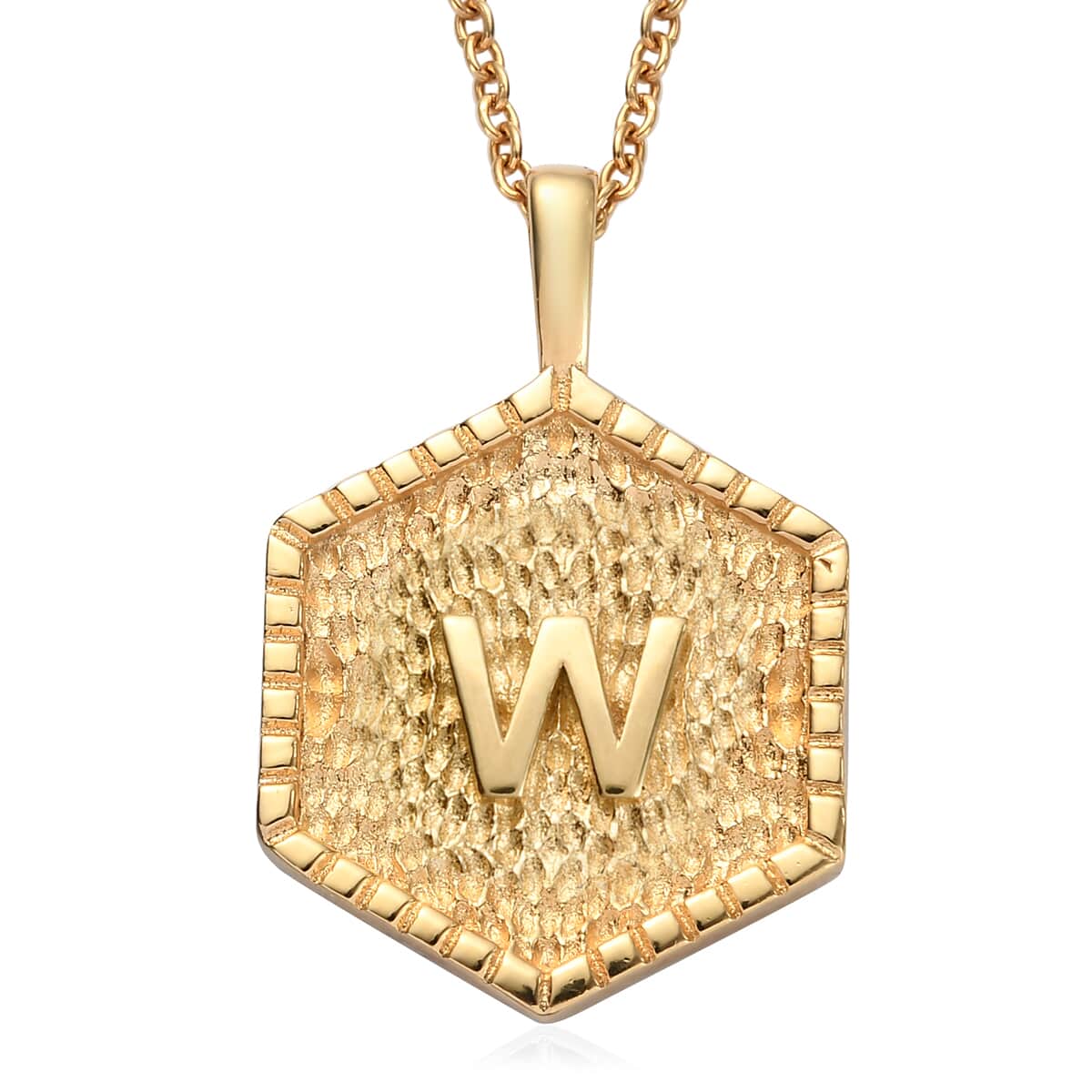 KARIS Initial W Pendant Necklace 20 Inches in 18K YG Plated and ION Plated Yellow Gold Stainless Steel image number 0