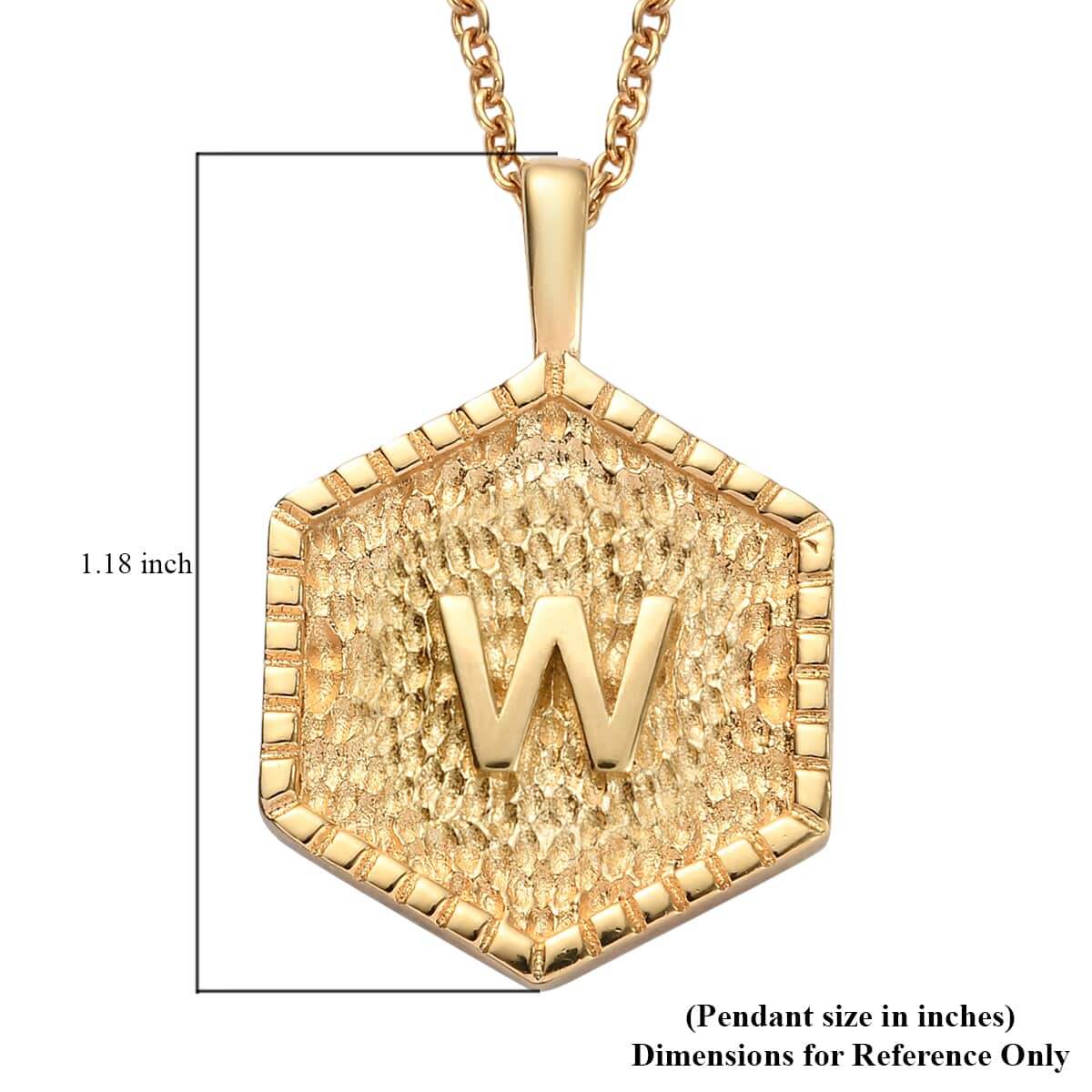 KARIS Initial W Pendant Necklace 20 Inches in 18K YG Plated and ION Plated Yellow Gold Stainless Steel image number 5