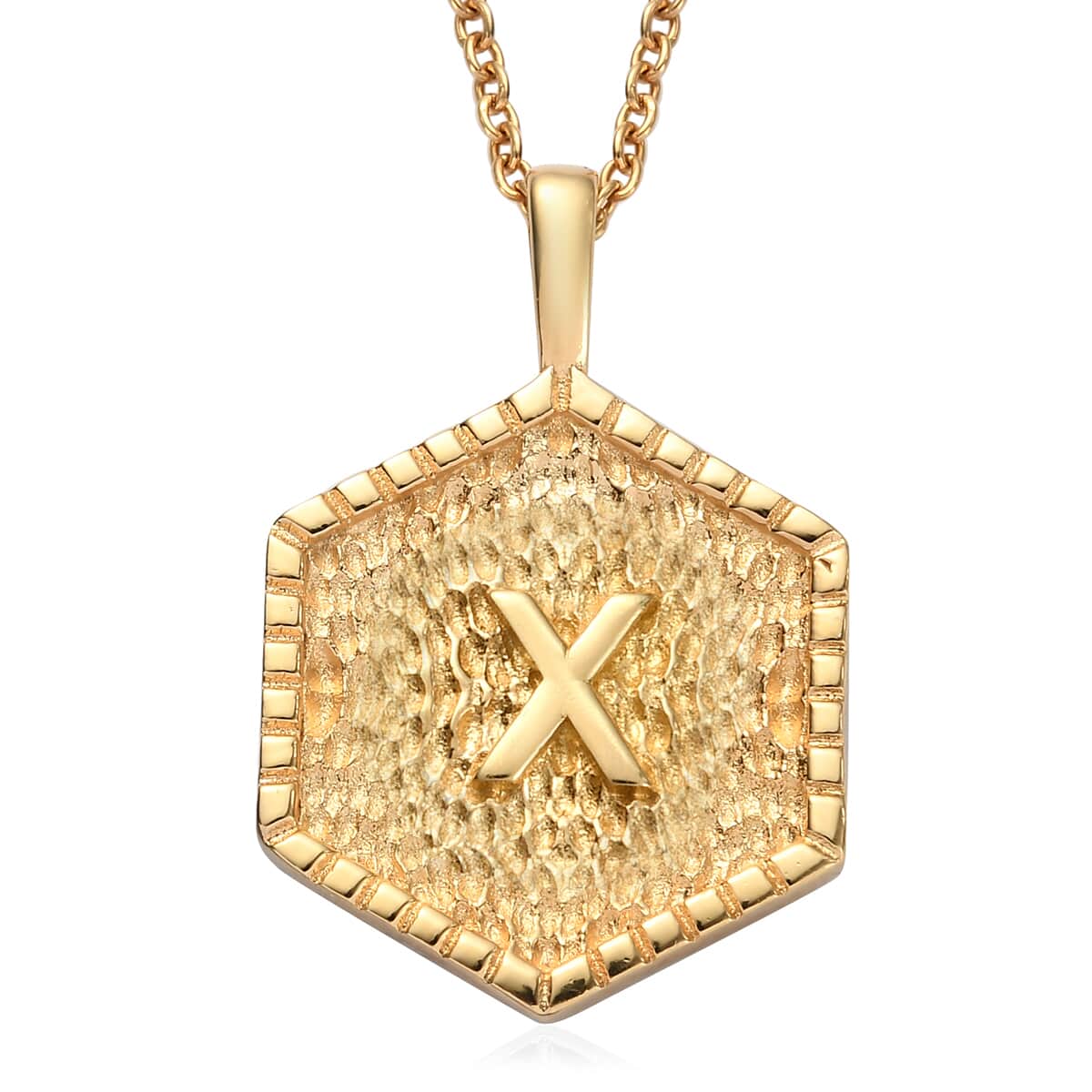 KARIS Initial X Pendant Necklace 20 Inches in 18K YG Plated and ION Plated Yellow Gold Stainless Steel image number 0