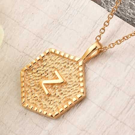 KARIS Initial Z Pendant Necklace 20 Inches in 18K YG Plated and ION Plated Yellow Gold Stainless Steel image number 1