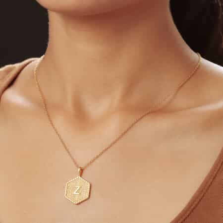 KARIS Initial Z Pendant Necklace 20 Inches in 18K YG Plated and ION Plated Yellow Gold Stainless Steel image number 2