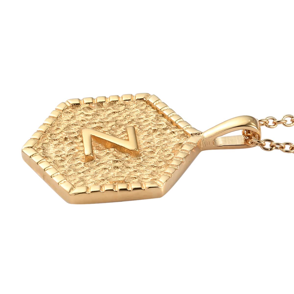 KARIS Initial Z Pendant Necklace 20 Inches in 18K YG Plated and ION Plated Yellow Gold Stainless Steel image number 3