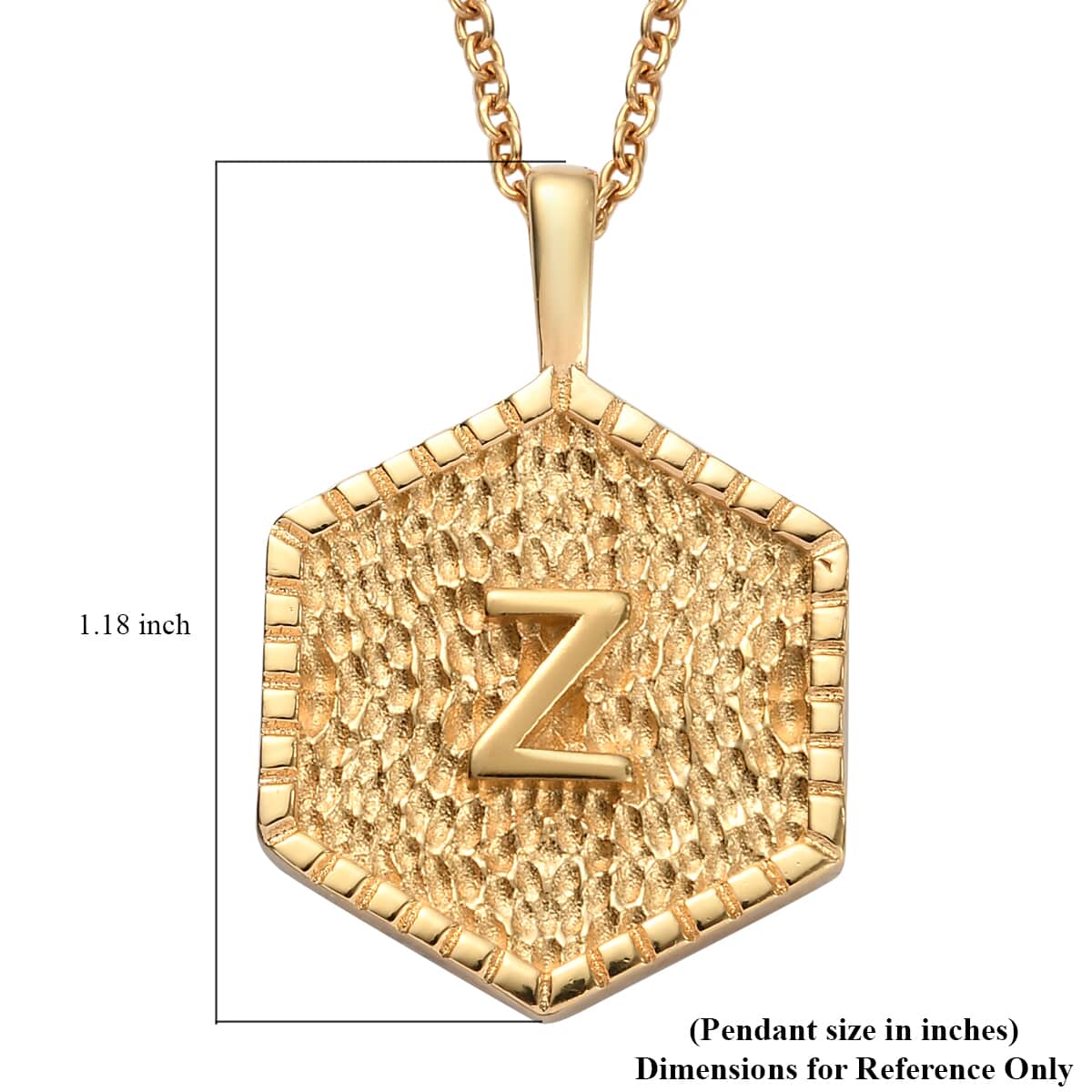 KARIS Initial Z Pendant Necklace 20 Inches in 18K YG Plated and ION Plated Yellow Gold Stainless Steel image number 5