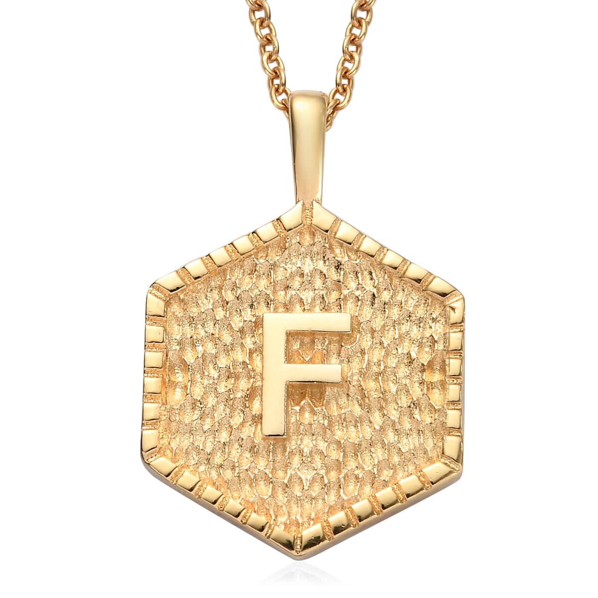 KARIS Initial F Pendant Necklace 20 Inches in 18K YG Plated and ION Plated Yellow Gold Stainless Steel image number 0