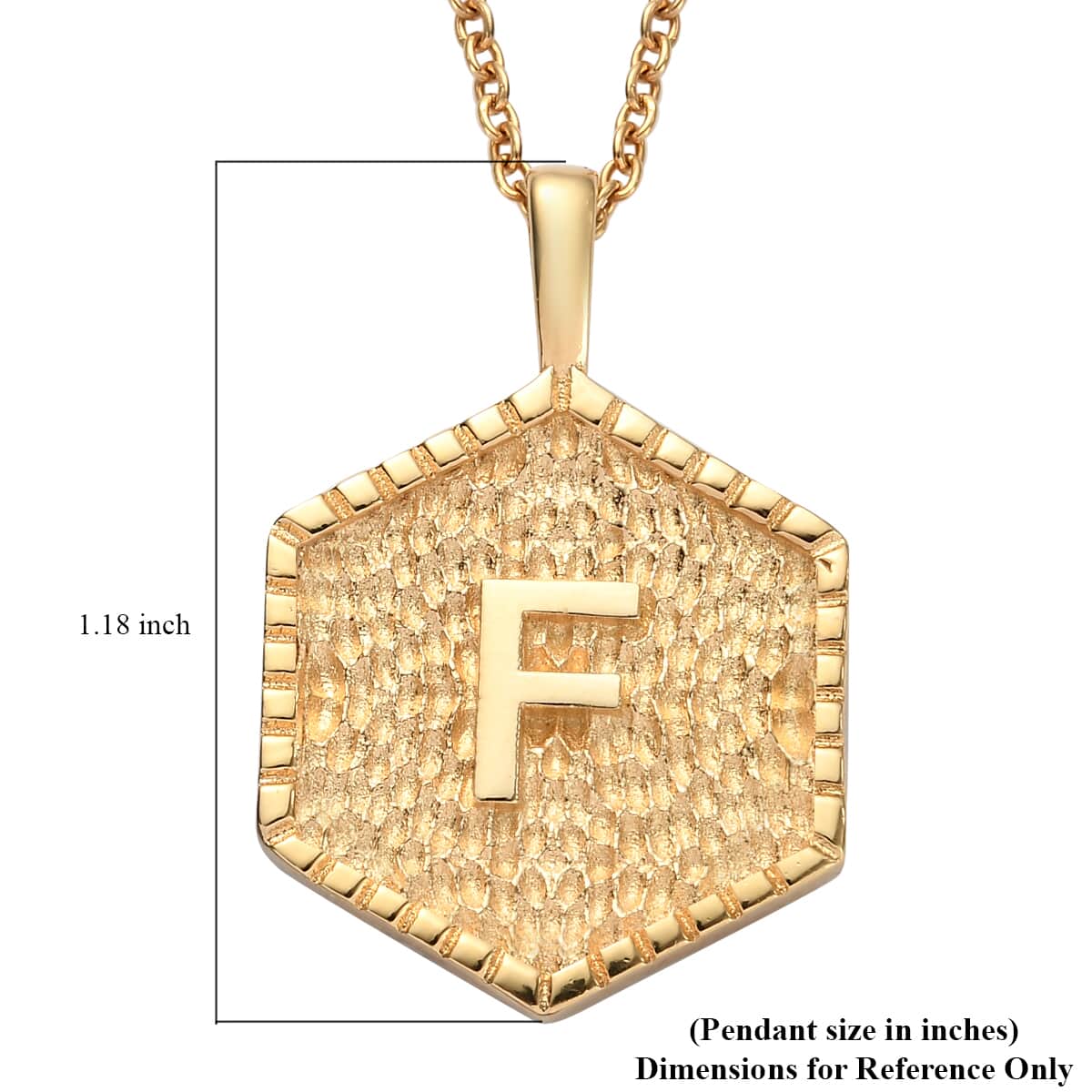 KARIS Initial F Pendant Necklace 20 Inches in 18K YG Plated and ION Plated Yellow Gold Stainless Steel image number 5