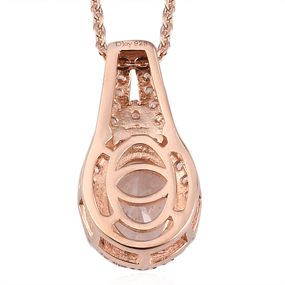 Marropino Morganite, Natural White Zircon 1.32 ctw Halo Pendant Necklace in Vermeil RG Over Sterling Silver 20 Inches