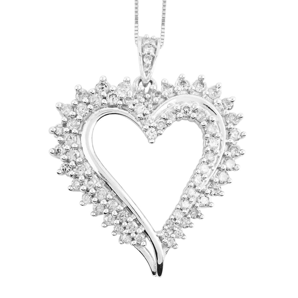 NY Closeout 10K White Gold G-H I2-I3 Diamond Heart Pendant 4.10 Grams 1.00 ctw image number 0