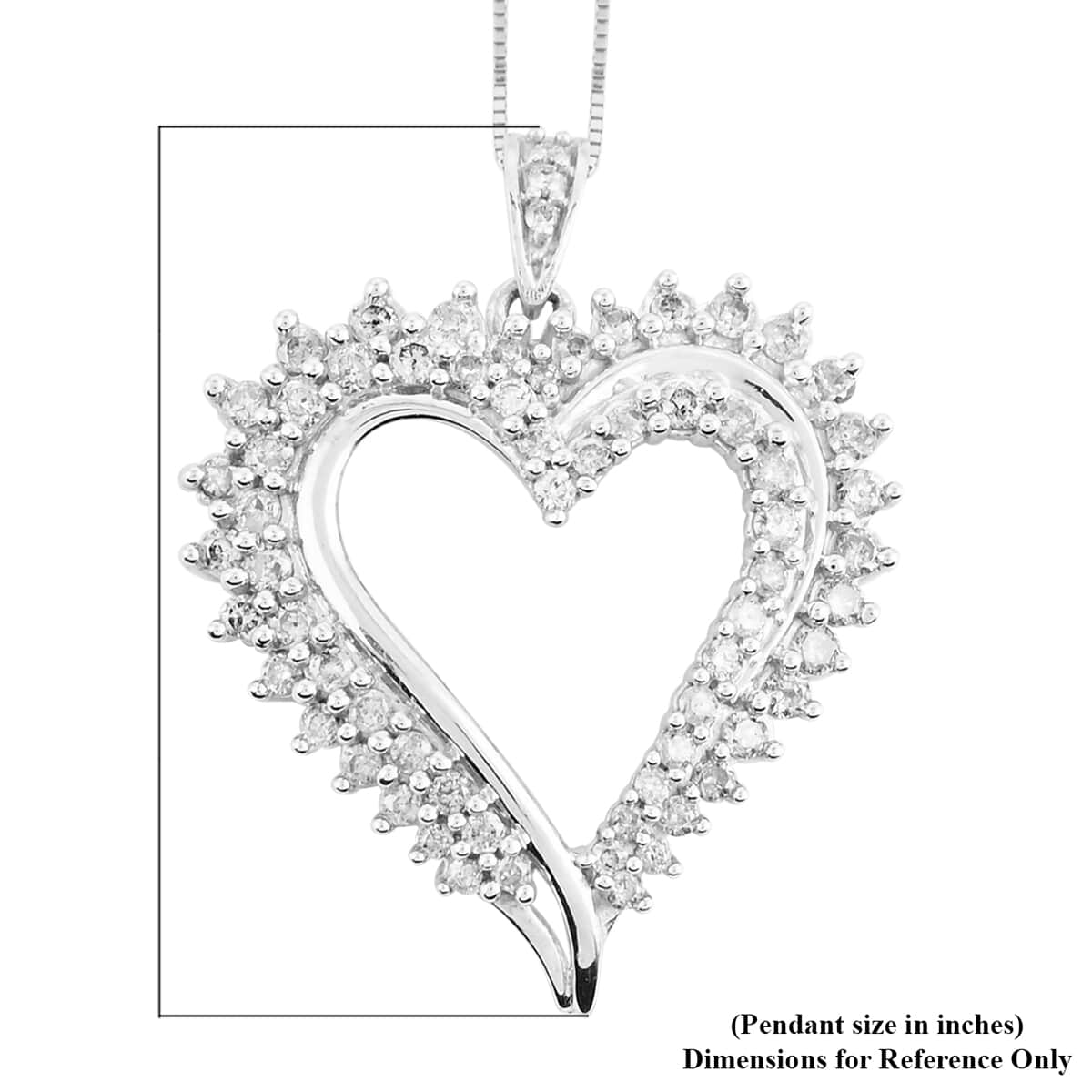 NY Closeout 10K White Gold G-H I2-I3 Diamond Heart Pendant 4.10 Grams 1.00 ctw image number 3