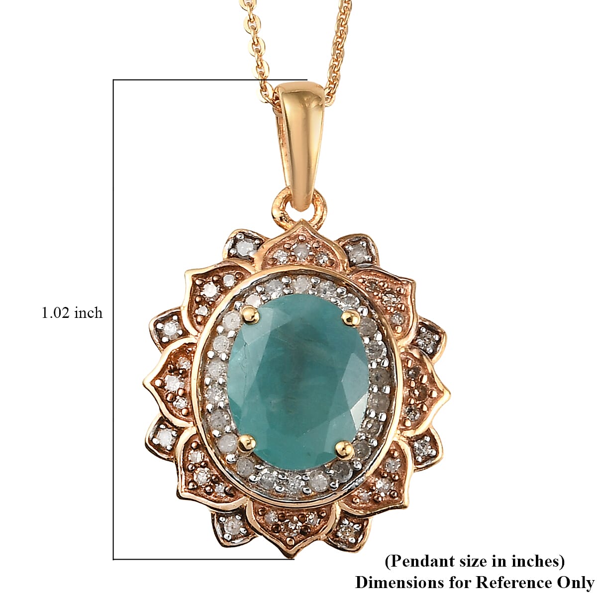 Premium Grandidierite and Natural Champagne and White Diamond Flower Pendant Necklace 20 Inches in Vermeil Yellow Gold Over Sterling Silver 3.25 ctw