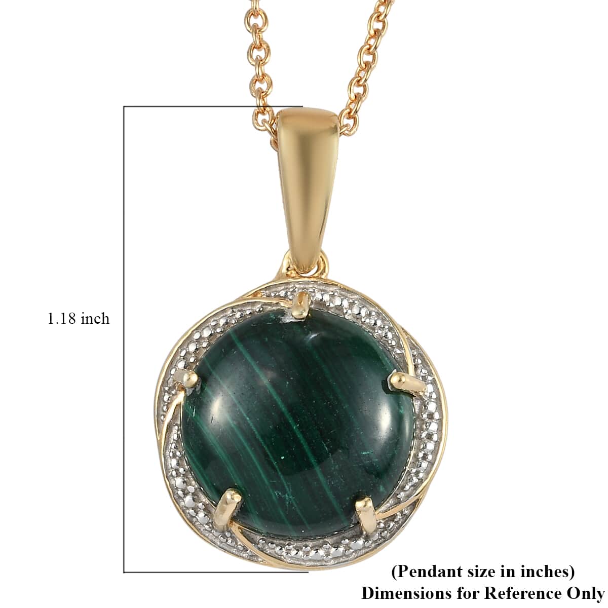 African Malachite Pendant Neckalce (20 Inches) in 14K YG and Platinum Over Copper, Stainless Steel 13.60 ctw image number 5