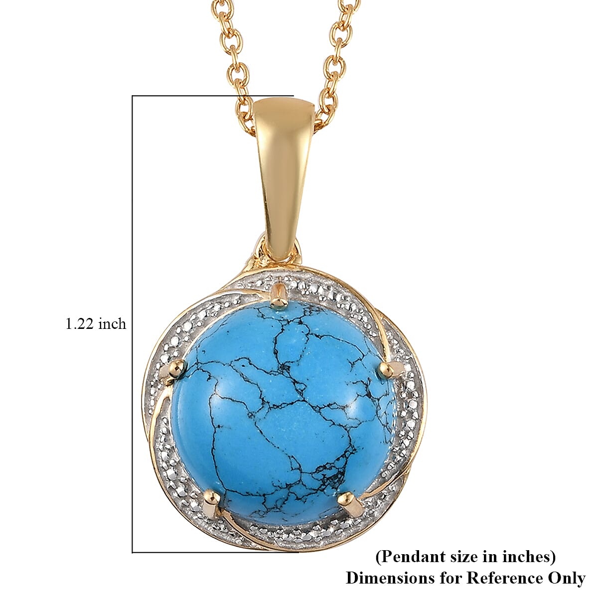 Blue Howlite Pendant Necklace 20 Inches in 14K Yellow Gold and Platinum Over Copper, Stainless 9.80 ctw image number 5