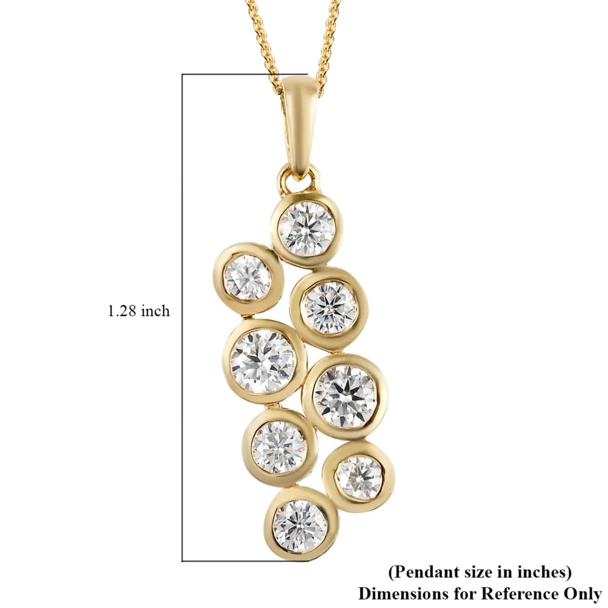 Moissanite Cluster Pendant Necklace (20 Inches) in Vermeil YG Over Sterling Silver image number 6