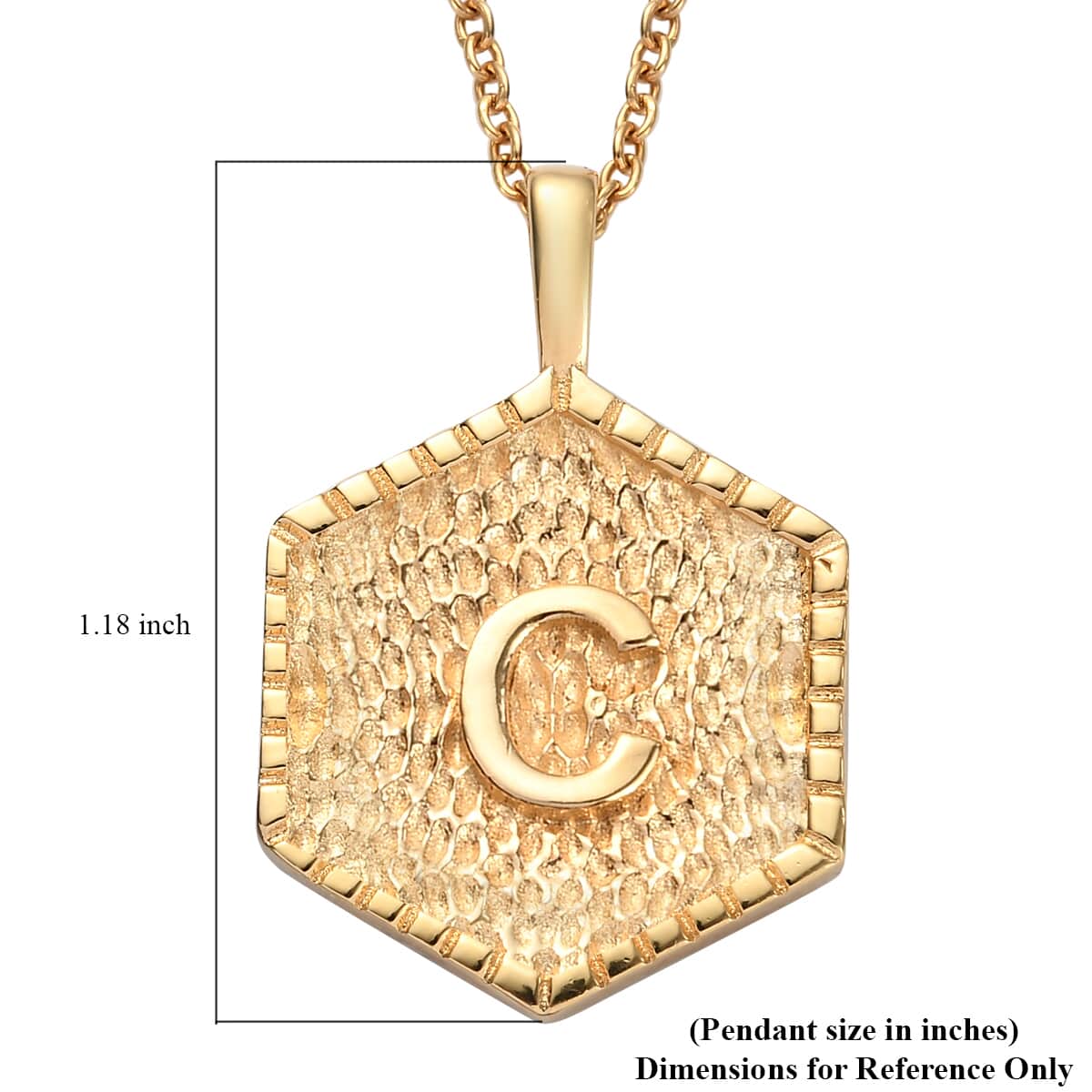 KARIS Initial C Pendant Necklace 20 Inches in 18K YG Plated and ION Plated Yellow Gold Stainless Steel image number 5