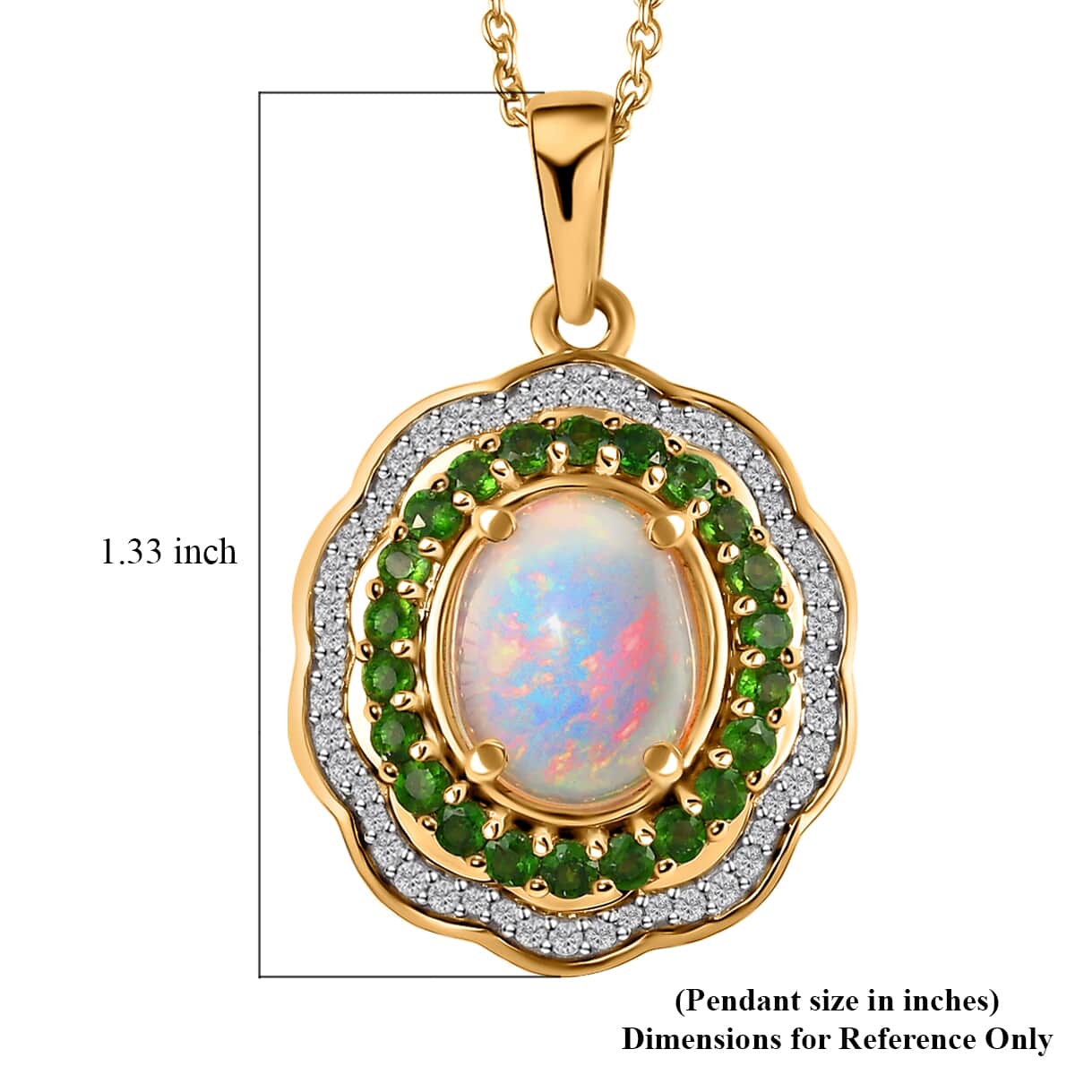 Ethiopian Welo Opal and Multi Gemstone Pendant Necklace 20In in Vermeil YG and Platinum Over Sterling Silver 5.00 ctw image number 5