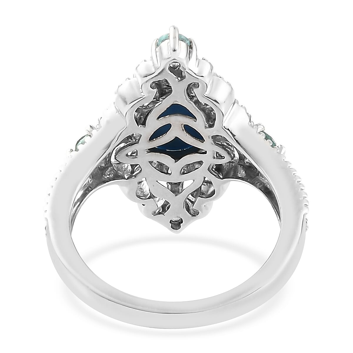 Ceruleite and Madagascar Paraiba Apatite Ring (Size 6.0) and Pendant Necklace 20 Inches in Platinum Over Sterling Silver 9.40 Grams 4.00 ctw image number 5