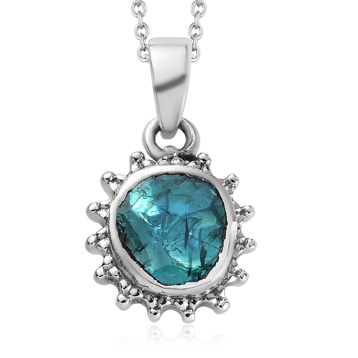 Blue Polki Diamond Pendant Necklace 20 Inches in Platinum Over Sterling Silver 0.50 ctw image number 0