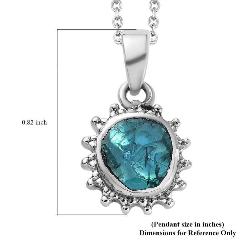 Blue Polki Diamond Pendant Necklace 20 Inches in Platinum Over Sterling Silver 0.50 ctw