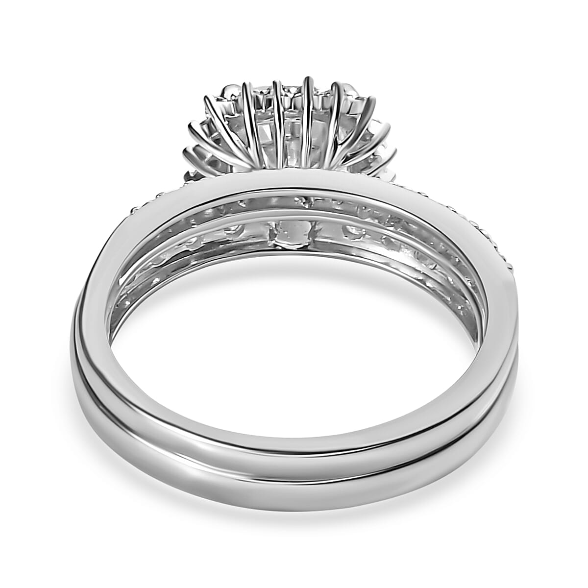 Luxoro 10K White Gold Moissanite Set of 2 Ring (Size 7.0) 4.75 Grams 2.00 ctw