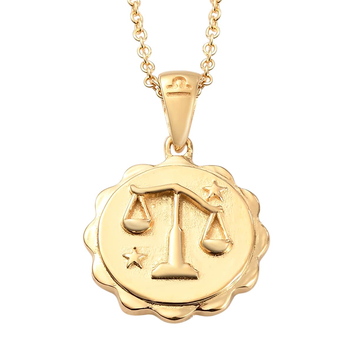 KARIS Libra Zodiac Pendant Necklace 20 Inches in ION Plated 18K Yellow Gold and ION Plated Yellow Gold Stainless Steel image number 0