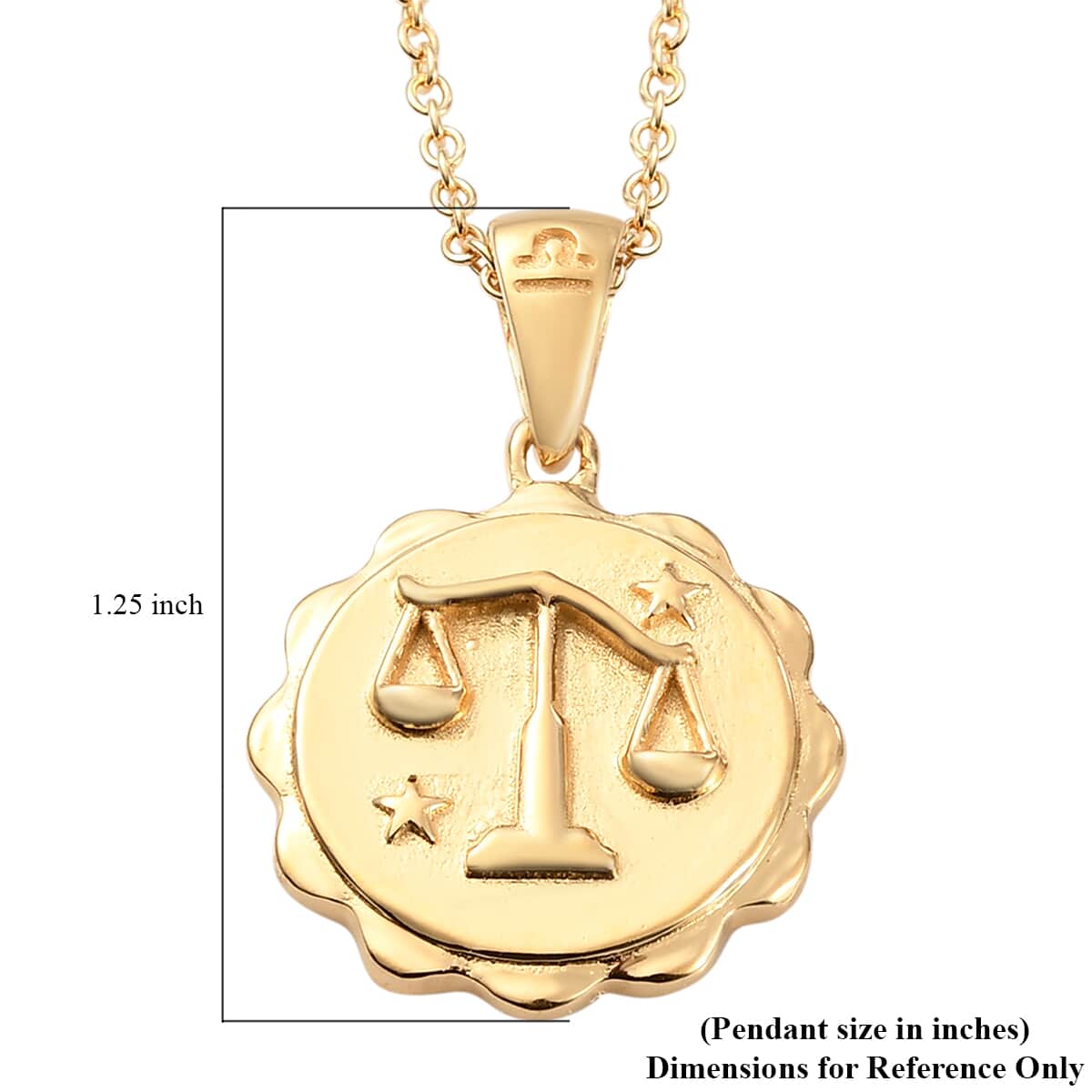 KARIS Libra Zodiac Pendant Necklace 20 Inches in ION Plated 18K Yellow Gold and ION Plated Yellow Gold Stainless Steel image number 5
