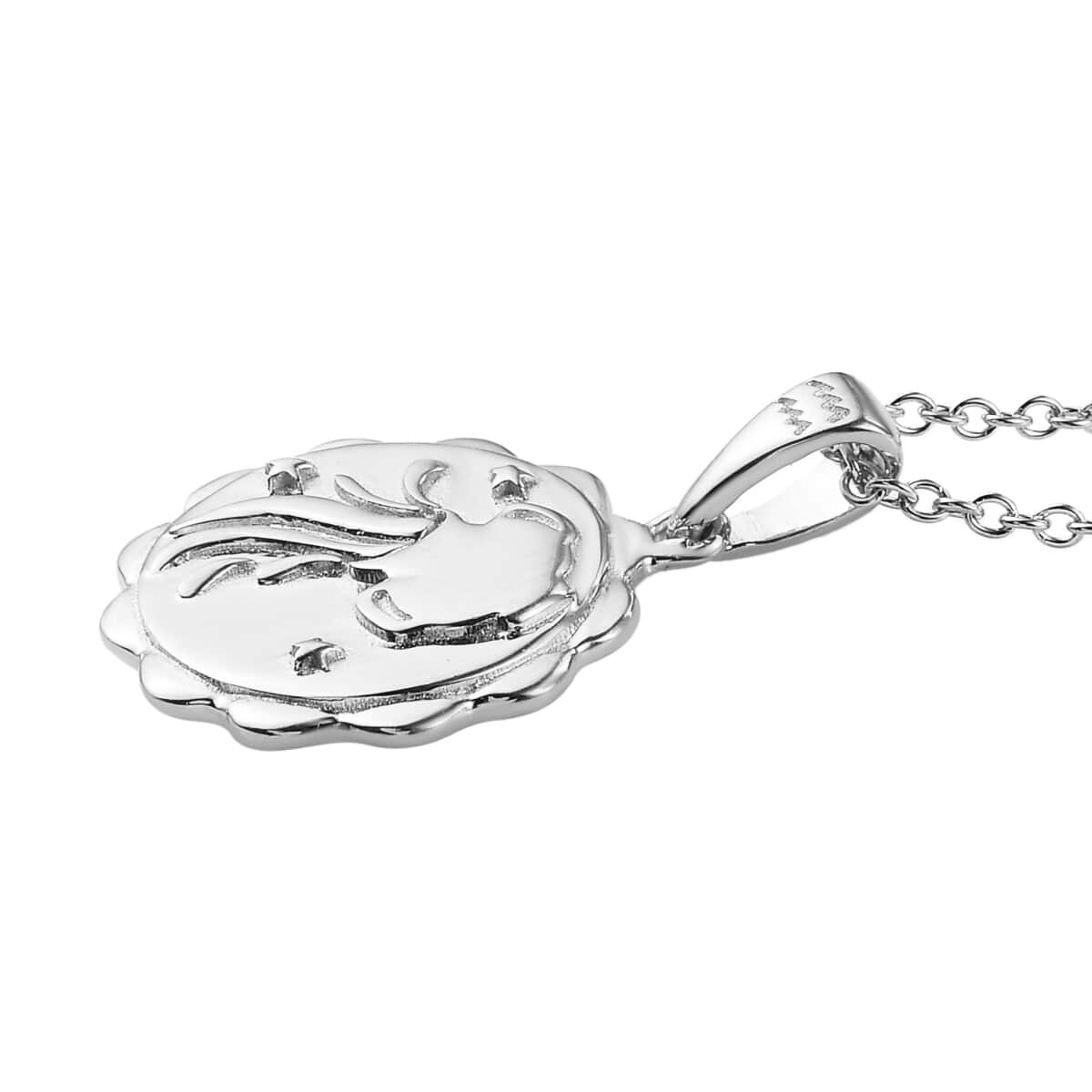KARIS Aquarius Zodiac Pendant Necklace 20 Inches in Platinum Bond and Stainless Steel image number 3